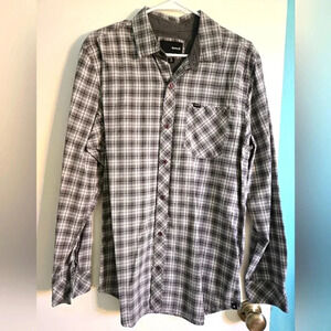 Hurley Grey Plaid Button Down Size Large